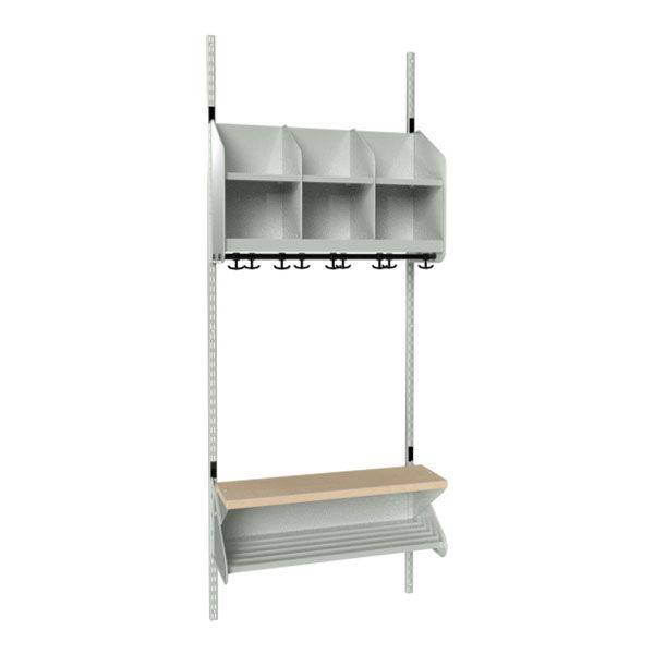 BST garderobe startsektion model D med 3 pladser 750mm lys gr&aring;