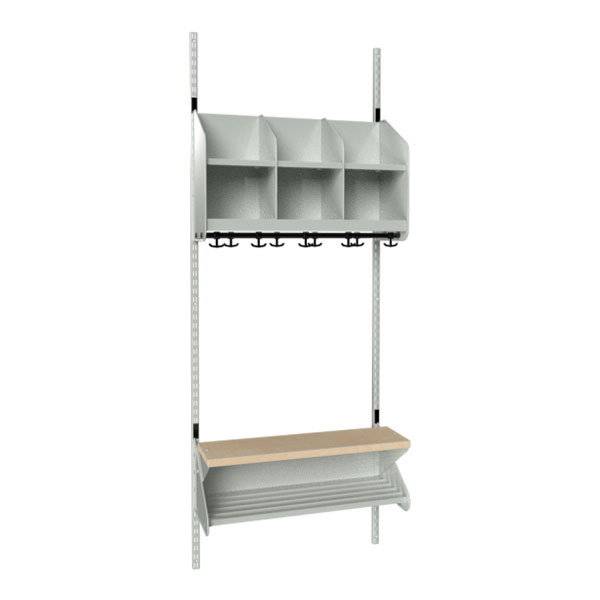 BST garderobe startsektion model D med 3 pladser 750mm lys gr&aring;