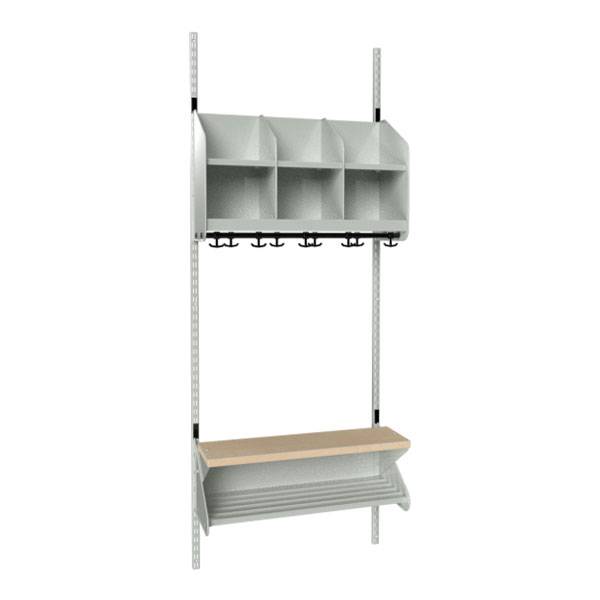 BST garderobe startsektion model D med 3 pladser 750mm lys gr&aring;