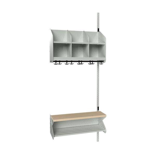 BST garderobe påbygningssektion model D med 3 pladser 750mm lys grå