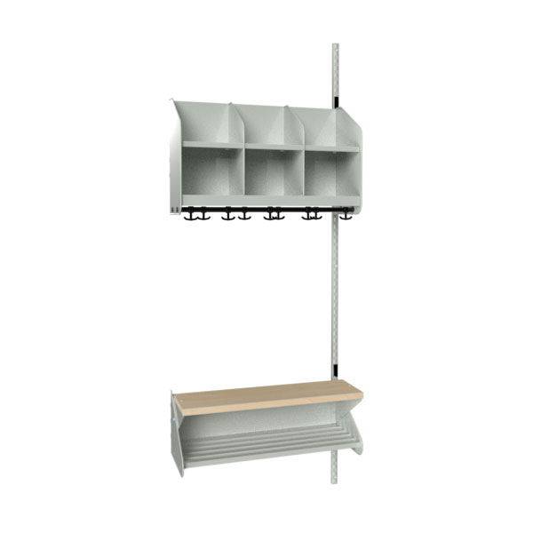 BST garderobe p&aring;bygningssektion model D med 3 pladser 750mm lys gr&aring;