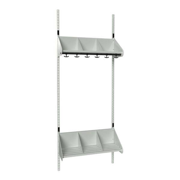 BST garderobe startsektion model E med 3 pladser 750mm lys gr&aring;