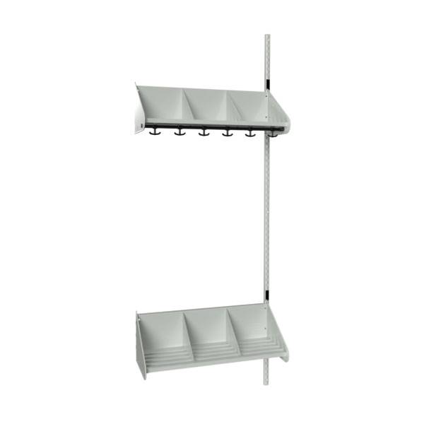 BST garderobe p&aring;bygningssektion model E med 3 pladser 750mm lys gr&aring;