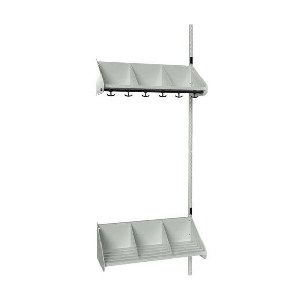 BST garderobe p&aring;bygningssektion model E med 3 pladser 750mm lys gr&aring;