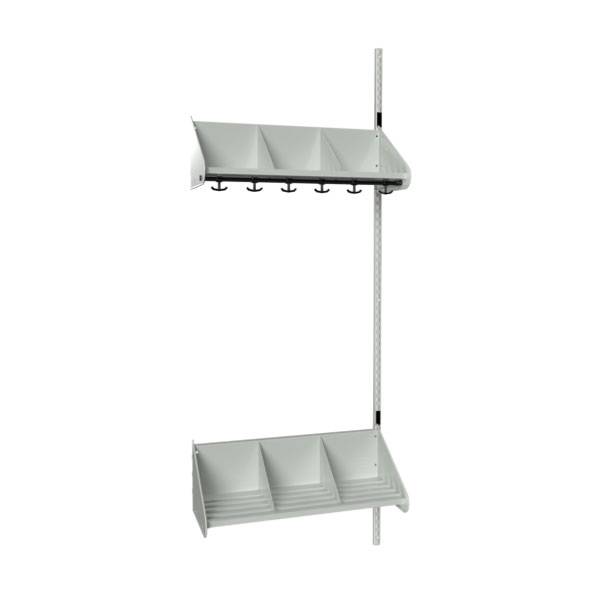 BST garderobe p&aring;bygningssektion model E med 3 pladser 750mm lys gr&aring;