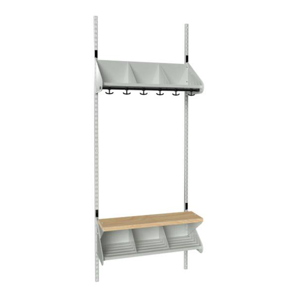 BST garderobe startsektion model G med 3 pladser 750mm lys grå