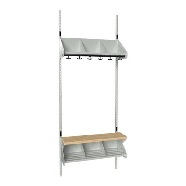 BST garderobe startsektion model G med 3 pladser 750mm lys gr&aring;