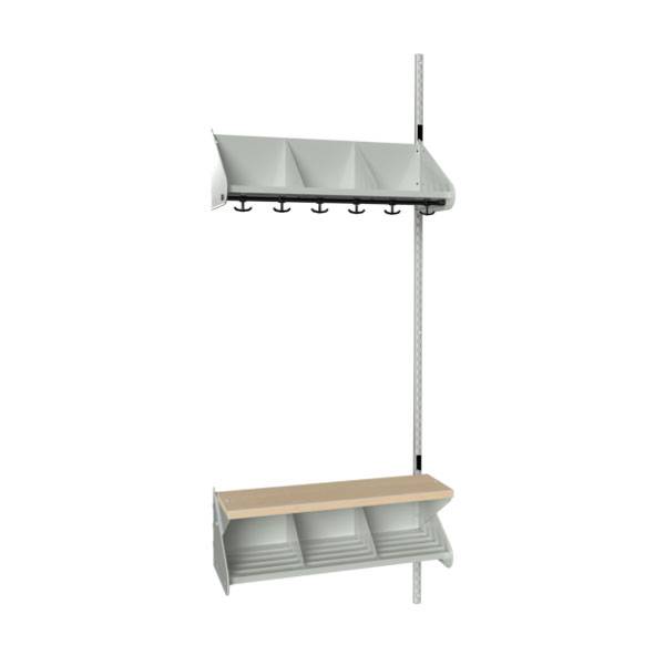 BST garderobe p&aring;bygningssektion model G med 3 pladser 750mm lys gr&aring;