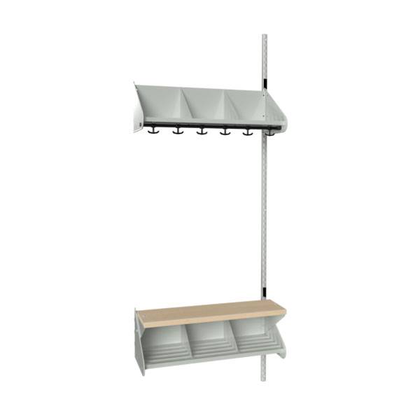 BST garderobe p&aring;bygningssektion model G med 3 pladser 750mm lys gr&aring;