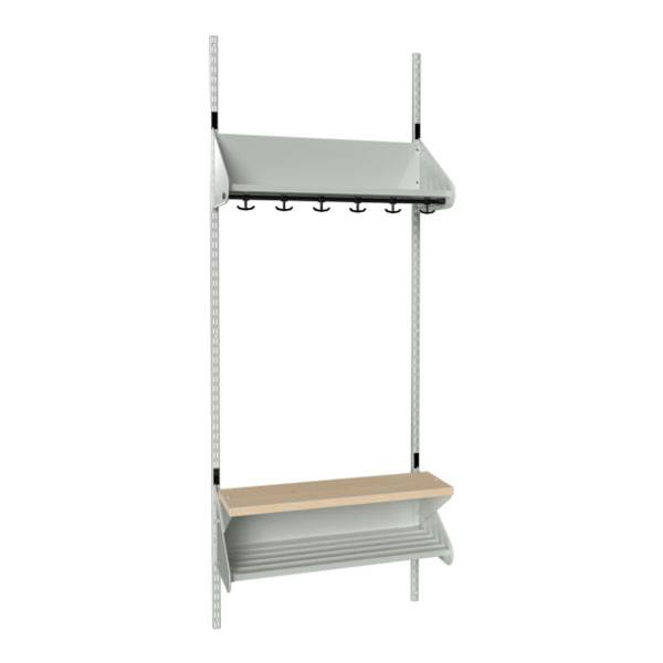 BST garderobe startsektion model H med 3 pladser 750mm lys gr&aring;