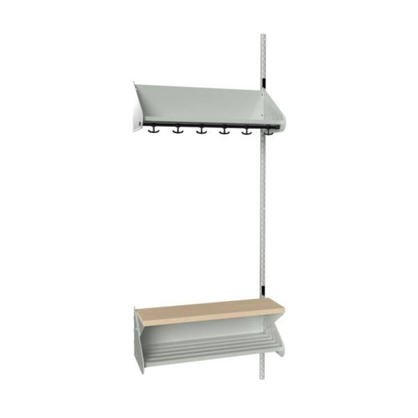 BST garderobe p&aring;bygningssektion model H med 3 pladser 750mm lys gr&aring;