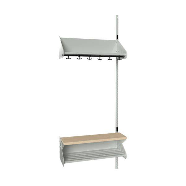 BST garderobe p&aring;bygningssektion model H med 3 pladser 750mm lys gr&aring;