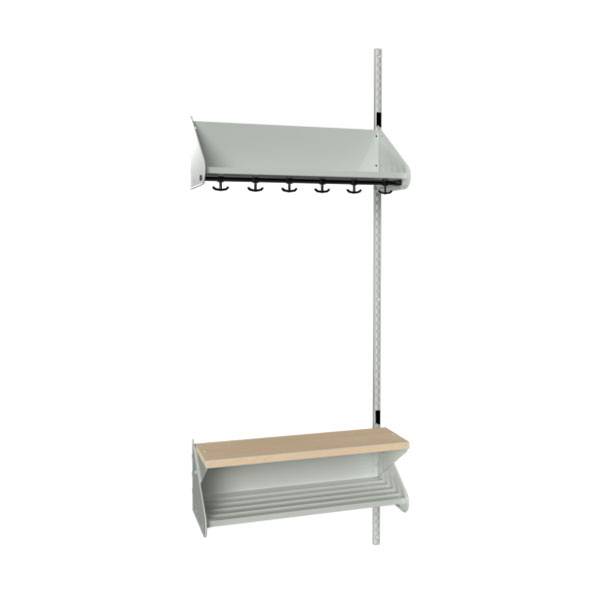 BST garderobe p&aring;bygningssektion model H med 3 pladser 750mm lys gr&aring;