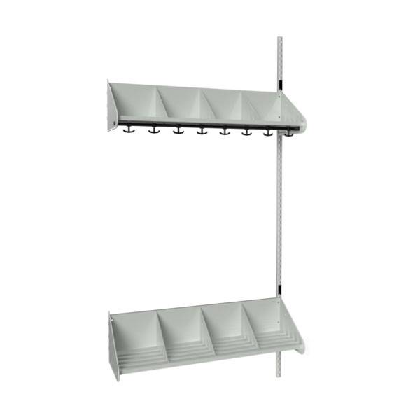 BST garderobe påbygningssektion model E med 4 pladser 1000mm lys grå