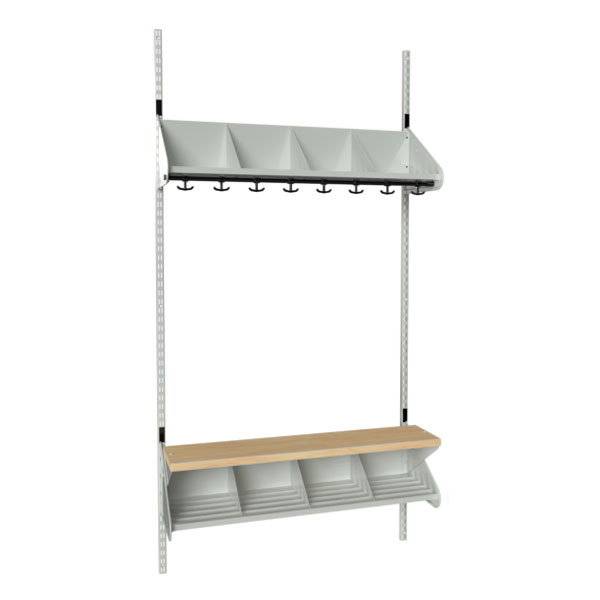 BST garderobe startsektion model G med 4 pladser 1000mm lys gr&aring;