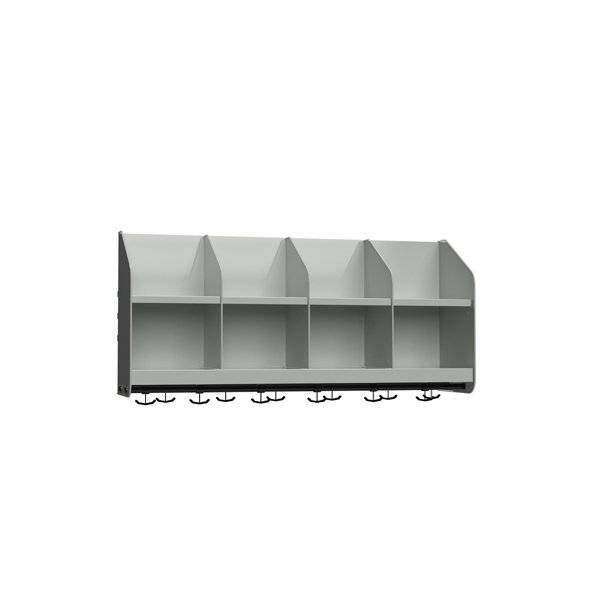 BST garderobehylde med skillev&aelig;g og 4 pladser 1000mm lys gr&aring;