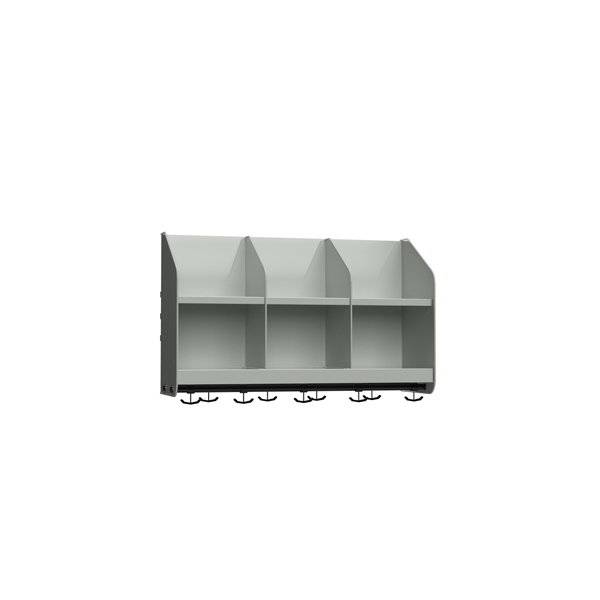 BST garderobehylde med skillev&aelig;g og 3 pladser 750mm lys gr&aring;