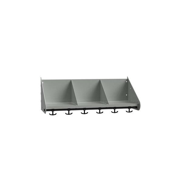 BST hattehylde med skillev&aelig;gge til 3 pladser 750mm lys gr&aring;