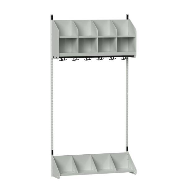 BST garderobe startsektion model A med 4 pladser 1000mm lys gr&aring;