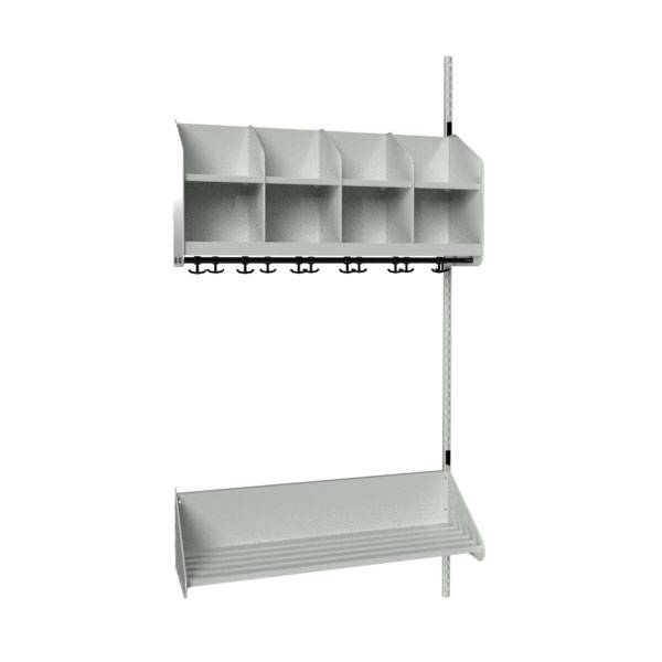 BST garderobe påbygningssektion model B med 4 pladser 1000mm lys grå