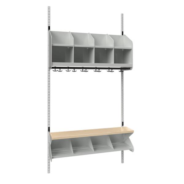 BST garderobe startsektion model C med 4 pladser 1000mm lys grå