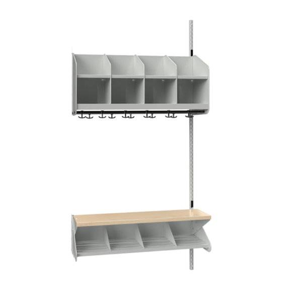 BST garderobe p&aring;bygningssektion model C 4 pladser 1000mm lys gr&aring;