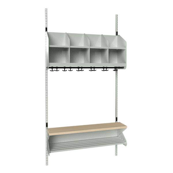 BST garderobe startsektion model D med 4 pladser 1000mm lys gr&aring;