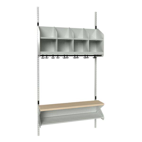 BST garderobe startsektion model D med 4 pladser 1000mm lys gr&aring;