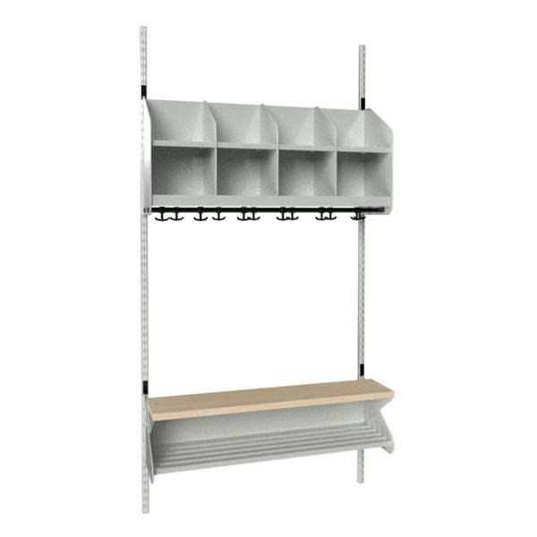 BST garderobe startsektion model D med 4 pladser 1000mm lys gr&aring;