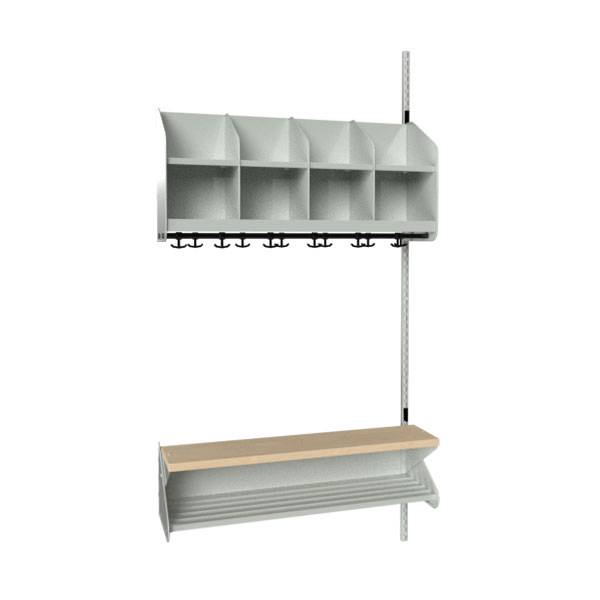BST garderobe påbygningssektion model D med 4 pladser 1000mm lys grå