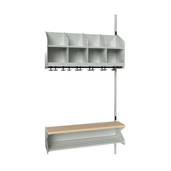BST garderobe p&aring;bygningssektion model D med 4 pladser 1000mm lys gr&aring;