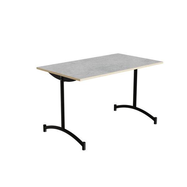 Zeb kantinebord 120x70cm med lys gr&aring; linoleum og sort stel, h&oslash;jde 72cm