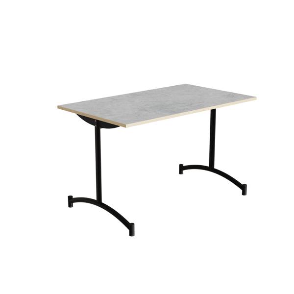 Zeb kantinebord 120x70cm med lys gr&aring; linoleum og sort stel, h&oslash;jde 72cm