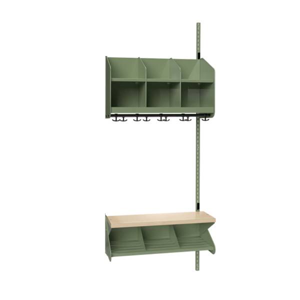 BST garderobe p&aring;bygningssektion model C 3 pladser 750mm gr&oslash;n