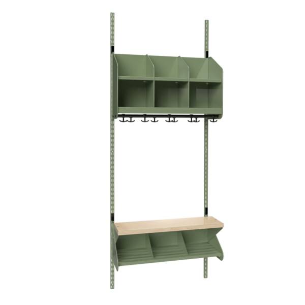 BST garderobe startsektion model C med 3 pladser 750mm gr&oslash;n