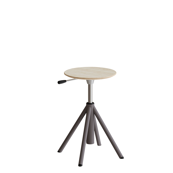 Atlas taburet 430-550mm med gascylinder egelaminat, gr&aring; ben