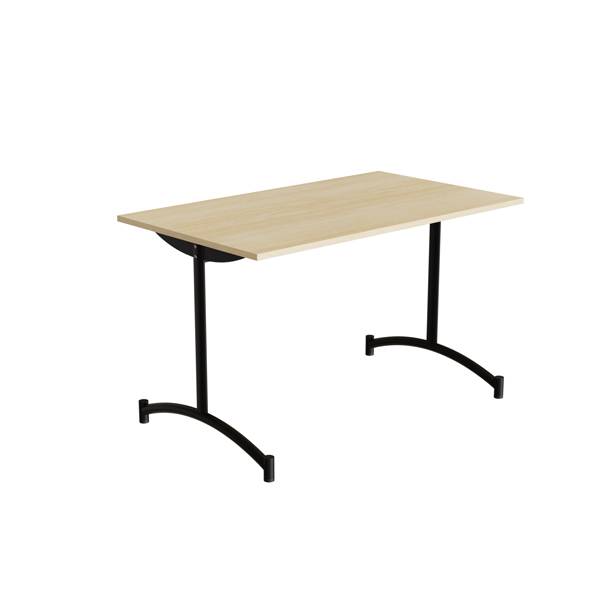 Zeb kantinebord 120x70cm med birk laminat og sort stel, h&oslash;jde 72cm