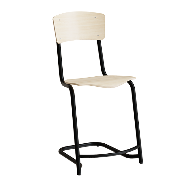 Mia 196 elevstol i birk laminat med fodstøtte og sort stel