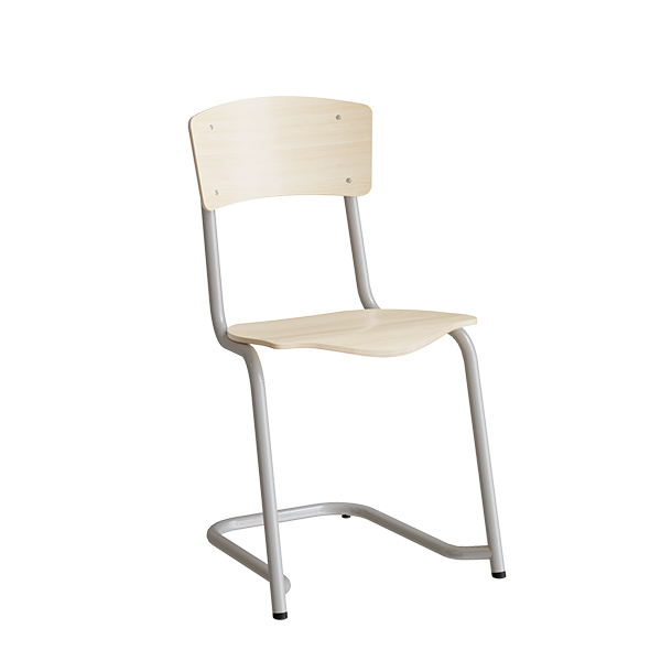 Mia 190 elevstol i birk laminat med alugr&aring;t stel 