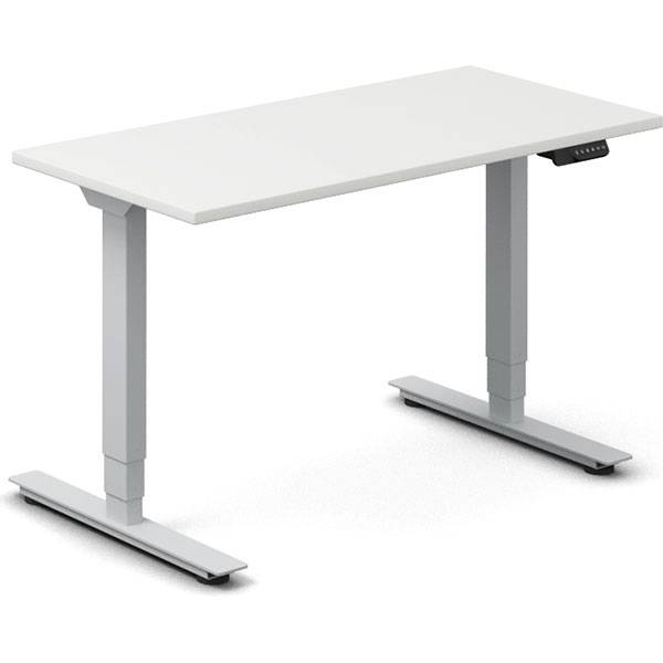 Office hæve-sænkebord 120x60cm hvid med sølv stel