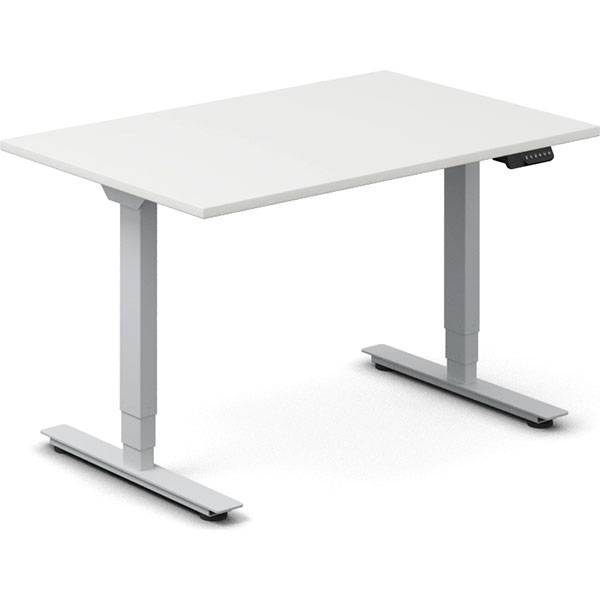 Office h&aelig;ve-s&aelig;nkebord 120x80cm hvid med s&oslash;lv stel