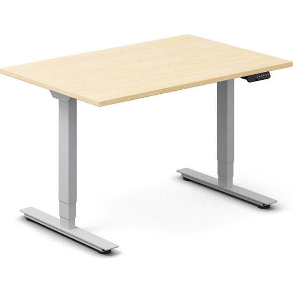 Office hæve-sænkebord 120x80cm i birk med sølv stel