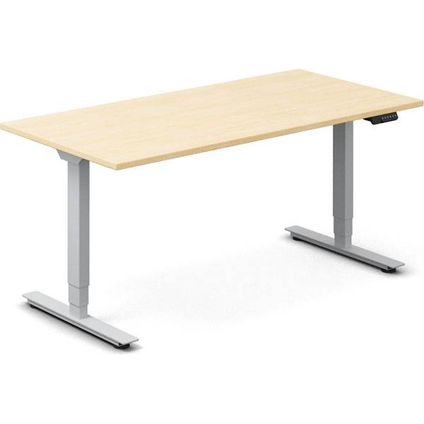 Office h&aelig;ve-s&aelig;nkebord 160x80cm i birk med s&oslash;lv stel