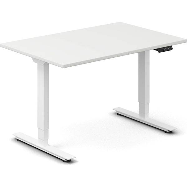 Office h&aelig;ve-s&aelig;nkebord 120x80cm hvid med hvidt stel