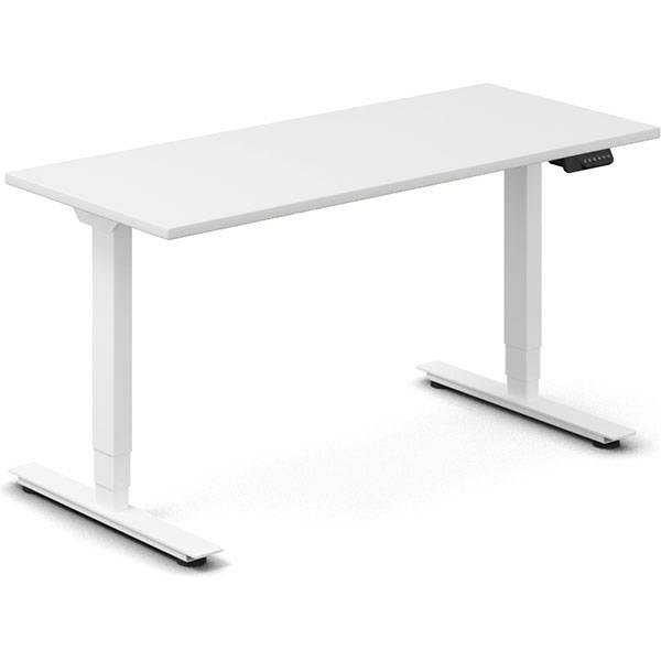 Office hæve-sænkebord 140x60cm hvid med hvidt stel