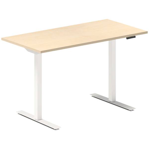 Office hæve-sænkebord 120x60cm i birk med hvidt stel