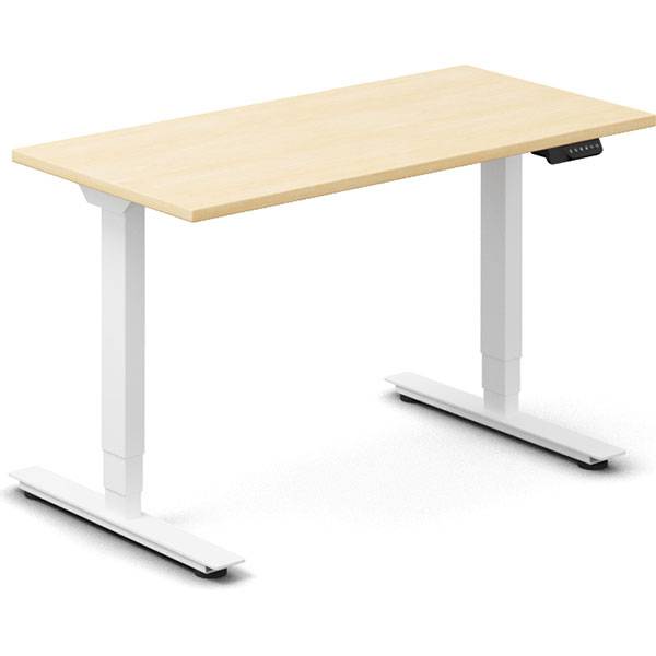 Office h&aelig;ve-s&aelig;nkebord 120x60cm i birk med hvidt stel