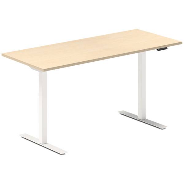 Office hæve-sænkebord 140x60cm i birk med hvidt stel