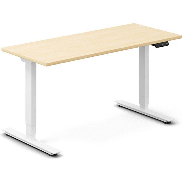 Office h&aelig;ve-s&aelig;nkebord 140x60cm i birk med hvidt stel