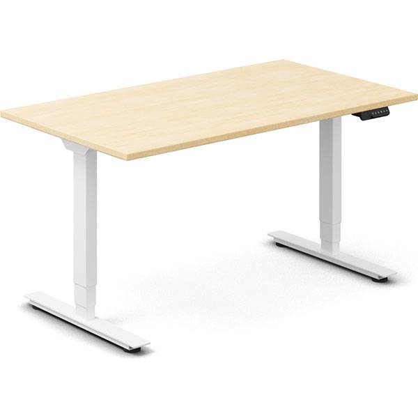 Office h&aelig;ve-s&aelig;nkebord 140x80cm i birk med hvidt stel